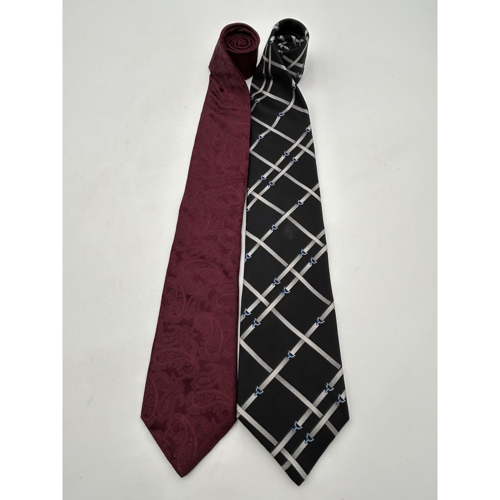 Mint Lot of 2 Men's Michael Kors Pure 100% Silk Ties Beautiful Colors Geometric‎